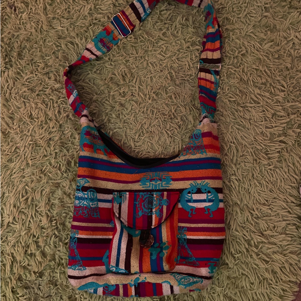 Striped hippie crossbody bag